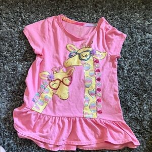 Isaac Mizrahi Pink Giraffe Graphic Tee